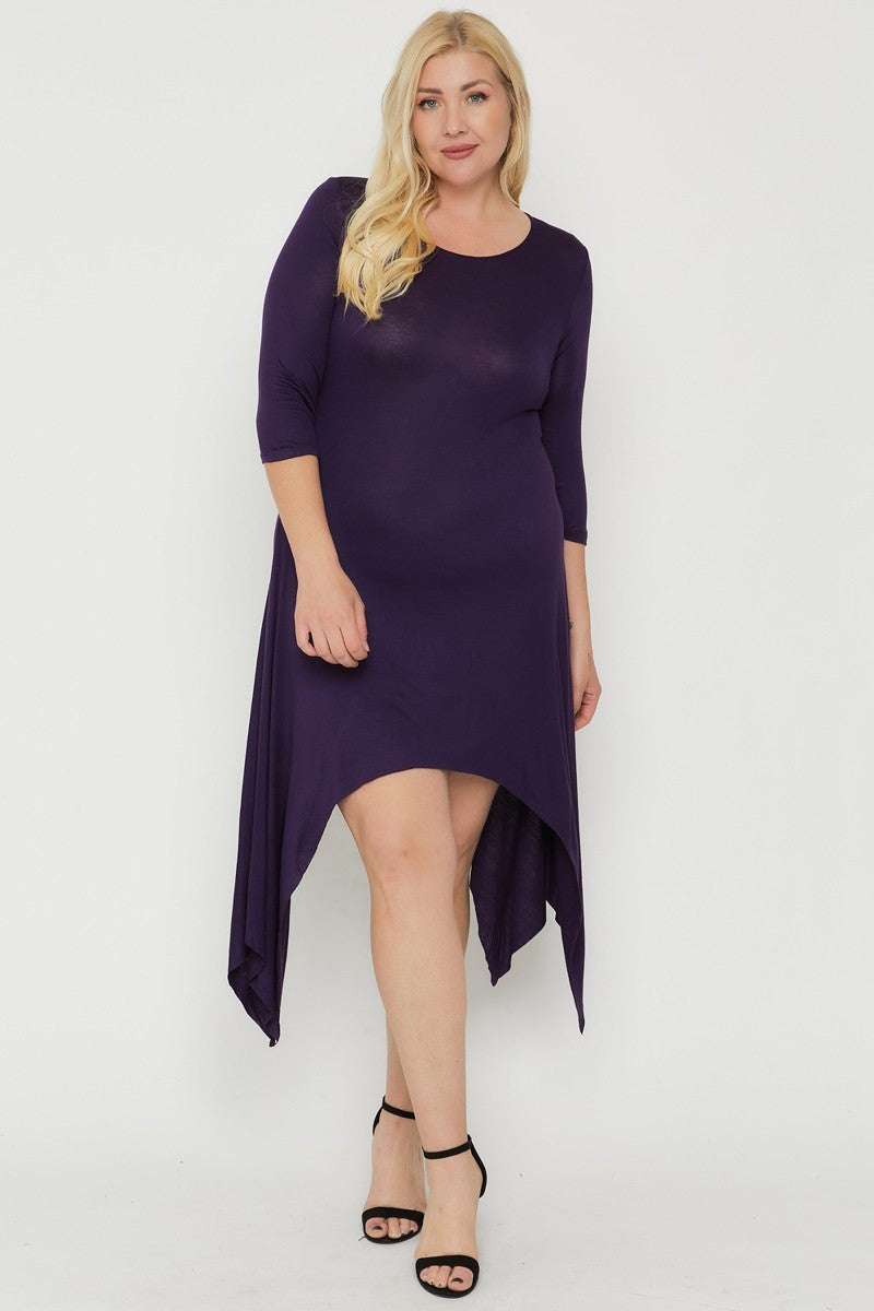 Asymmetrical Raw Edge Hem Solid Dress Divine Trendy Asymmetrical Raw Edge Hem Solid Dress Divine Trendy