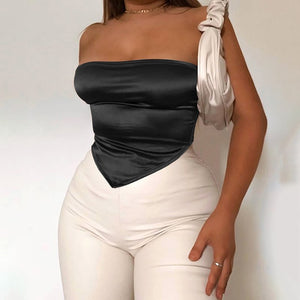 Open image in slideshow, Strapless Scarf Crop Top
